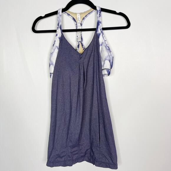 Lululemon Womens Size 8 Tie Dye No Limits Built In Tank Top Blue Purple V Neck - Picture 1 of 10